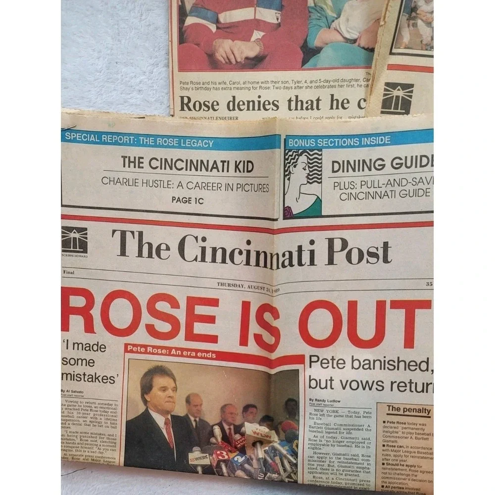 Lot Of Pete Rose 1989 Newspaper Clippings MLB Cincinnati Reds